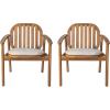 Christopher Knight Home Meja Acacia Wood Outdoor Dining Chair Set of 2 with Cushion, Wooden Patio Dining Armchair Set, Outdoor Kitchen Side Chair, Patio Furniture Set, Teak+Beige