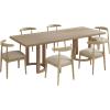 Christopher Knight Home Mika 7 Piece Wooden Dining Table Set for 6, Modern Dining Chairs Set of 6 and Table Set, Large Dining Table and Chair Set for Home/Apartment/Restaurant, Dark Beige+Natural Ash