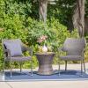 Christopher Knight Home Mirage Outdoor Wicker Stacking Chair Chat Set, 3-Pcs Set, Grey