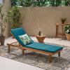 Christopher Knight Home Nadine Outdoor Acacia Wood Chaise Lounge and Cushion Set, Teak and Blue