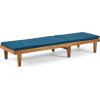Christopher Knight Home Nadine Outdoor Acacia Wood Chaise Lounge and Cushion Set, Teak and Blue