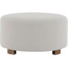 Christopher Knight Home Naylor Modern Fabric Round Ottoman, Living Room Upholstered Foot Stools Foot Rest, Modern Ottoman Coffee Table with Wooden Frame, White
