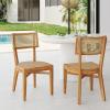 Christopher Knight Home Neeko Acacia Wood Patio Dining Chairs Set of 2, Wooden Outdoor Kitchen Side Chair, Wicker Garden Chair Set for Dining Table, Patio Furniture Extra Seat, Light Brown + Teak