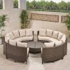 Christopher Knight Home Newton Outdoor 16-Seater Wicker Sofa Set with Water Resistant Fabric Cushions, Brown / Ceramic Grey