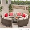 Christopher Knight Home Newton Outdoor 16-Seater Wicker Sofa Set with Water Resistant Fabric Cushions, Brown / Ceramic Grey
