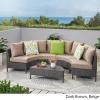 Christopher Knight Home Newton Outdoor 6-Seater Wicker Lounge Set, 5-Pcs Set, Dark Brown