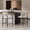 Christopher Knight Home Niame Set of 2 Counter Stools with Upholstered Seats, 25”H Counter Height Barstools, Barchairs Kitchen Stools, Fabric Bar Seating with Iron Frame, Gold Accents, Beige