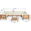 Christopher Knight Home Oana Outdoor Acacia Wood 9 Seater Sectional Sofa Chat Set with Cushions, 28 “W x 30.25 “D x 26.5 “H, Teak + Beige