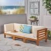 Christopher Knight Home Oana Outdoor Modular Acacia Wood Sofa with Cushions, Teak and Beige