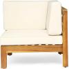 Christopher Knight Home Oana Outdoor V-Shaped Sectional Sofa Set – 5-Seater – Acacia Wood – Outdoor Cushions – Teak and Beige
