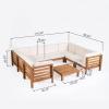 Christopher Knight Home Oana U-Shaped Sectional Sofa Set with Coffee Table-9-Piece 8-Seater-Acacia Wood-Outdoor Cushions, 28 “W x 30.25 “D x 26.5 “H, Teak + Beige