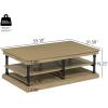 Christopher Knight Home Oner Living Room Coffee Table with Spacious 2-Tier Design, Modern Rubberwood Rectangular Side Table, Multifunctional Accent Table with Open Storage Shelves, Black + Brown