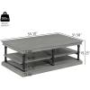 Christopher Knight Home Oner Living Room Coffee Table with Spacious 2-Tier Design, Modern Rubberwood Rectangular Side Table, Multifunctional Accent Table with Open Storage Shelves, Black + Gray