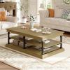 Christopher Knight Home Oner Living Room Coffee Table with Spacious 2-Tier Design, Modern Rubberwood Rectangular Side Table, Multifunctional Accent Table with Open Storage Shelves, Black + Brown