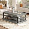 Christopher Knight Home Oner Living Room Coffee Table with Spacious 2-Tier Design, Modern Rubberwood Rectangular Side Table, Multifunctional Accent Table with Open Storage Shelves, Black + Gray