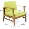 Christopher Knight Home Outdoor 2 Seater Acacia Wood Chat Set with Cushions, Teak and Green