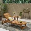 Christopher Knight Home Outdoor Acacia Wood 2 Piece Chaise Lounge with Table