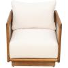 Christopher Knight Home Paola Acacia Wood Lounge Chair Outdoor with Cushion, Wooden Comfy Patio Chair, Deep Seating Accent Chair for Patio Furniture Set, Teak+Beige