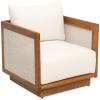 Christopher Knight Home Paola Acacia Wood Lounge Chair Outdoor with Cushion, Wooden Comfy Patio Chair, Deep Seating Accent Chair for Patio Furniture Set, Teak+Beige