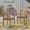 Christopher Knight Home Patio Dining Chairs, Teak Finish + Dark Gray