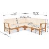 Christopher Knight Home Perla 5 Piece Patio Furniture Set, 5 Seater Acacia Wood Outdoor Corner Sofa Set, Patio Sectional Sofa Couch with Water Resistant Cushions, Teak+Cream