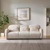 Christopher Knight Home Perla Modern Fabric Upholstered 3 Seater Sofa Couch with Pillow, Wooden Home Sofa Living Room, Comfy Cloud Couch for Bedroom, Apartment, Home Office, Light Beige(Light Beige)