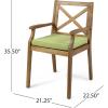 Christopher Knight Home Peter | Outdoor Acacia Wood Dining Chair Set of 2, Teak/Green Cushion