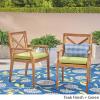 Christopher Knight Home Peter | Outdoor Acacia Wood Dining Chair Set of 2, Teak/Green Cushion