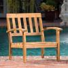 Christopher Knight Home Peyton Outdoor Wooden Club Chairs with Cushions, 2-Pcs Set, Teak Finish / Blue