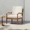 Christopher Knight Home Pyosik Acacia Wood Patio Chair, Comfy Armchair with Thick Cushions, Comfort Seating for Garden Backyard Poolside, Wooden Lounge Chair Outdoor with Armrest, Beige + Natural