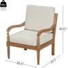 Christopher Knight Home Pyosik Acacia Wood Patio Chair, Comfy Armchair with Thick Cushions, Comfort Seating for Garden Backyard Poolside, Wooden Lounge Chair Outdoor with Armrest, Beige + Natural