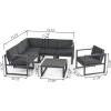 Christopher Knight Home Quick Outdoor Aluminum 6 Seater Sofa Set, Black and Dark Gray