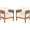 Christopher Knight Home Rekker Acacia Wood Outdoor Club Chair Set of 2, Patio Accent Chair with Removable Cushion, Patio Furniture Set Comfy Reading Chair, Wooden Single Lounge Sofa Set, Teak+Beige