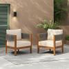 Christopher Knight Home Rekker Acacia Wood Outdoor Club Chair Set of 2, Patio Accent Chair with Removable Cushion, Patio Furniture Set Comfy Reading Chair, Wooden Single Lounge Sofa Set, Teak+Beige