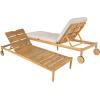 Christopher Knight Home Riviera Acacia Wood Chaise Lounge Chair Outdoor Set of 2, Wooden Patio Outdoor Chaise Lounge with Wheels and Cushions, Adjustable Backrest Single Lounge Sofa, Light Teak+Beige