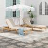 Christopher Knight Home Riviera Acacia Wood Chaise Lounge Chair Outdoor Set of 2, Wooden Patio Outdoor Chaise Lounge with Wheels and Cushions, Adjustable Backrest Single Lounge Sofa, Light Teak+Beige