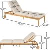 Christopher Knight Home Riviera Acacia Wood Chaise Lounge Chair Outdoor Set of 2, Wooden Patio Outdoor Chaise Lounge with Wheels and Cushions, Adjustable Backrest Single Lounge Sofa, Light Teak+Beige