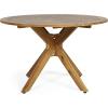 Christopher Knight Home Ryan Outdoor 5 Piece Multibrown Wicker Round Dining Set with Teak Finished Acacia Wood Table and Light Brown Water Resistant Cushions
