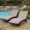 Christopher Knight Home Salem Outdoor Wicker Adjustable Chaise Lounges with Cushions, 2-Pcs Set, Multibrown And Charcoal
