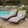 Christopher Knight Home Salem Outdoor Wicker Adjustable Chaise Lounges with Cushions, 2-Pcs Set, Multibrown And Charcoal