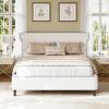 Christopher Knight Home Salus Linen Upholstered Queen Size Bed Frame with Headboard, Modern Queen Bed Frame and Headboard, Wooden Slats Support, Easy Assembly, No Box Spring Needed, Beige(Beige)