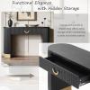 Christopher Knight Home Sama Narrow Console Table with Metal Drawer Pull, Vertical Ribbed Design Indoor Accent Table, MDF Wood Display Table with Metal Drawer Pull for Home Decoration, Black