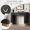 Christopher Knight Home Sama Narrow Console Table with Metal Drawer Pull, Vertical Ribbed Design Indoor Accent Table, MDF Wood Display Table with Metal Drawer Pull for Home Decoration, Black