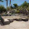Christopher Knight Home Santa Cruz Outdoor Wicker Sectional Sofa Set with Cushions, 12-Pcs Set, Brown