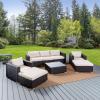 Christopher Knight Home Santa Rosa Outdoor Wicker 5-Seater Chat Set with Aluminum Frame and Water Resistant Cushions, Multibrown / Beige