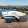 Christopher Knight Home Santa Rosa Outdoor Wicker 5-Seater Sectional Sofa Set with Aluminum Frame and Water Resistant Cushions, 6-Pcs Set, Multibrown / Beige