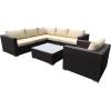 Christopher Knight Home Santa Rosa Outdoor Wicker 6-Seater Sectional Sofa Set with Aluminum Frame and Water Resistant Cushions, 7-Pcs Set, Multibrown / Beige(Multibrown / Beige)