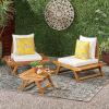 Christopher Knight Home Sedona Outdoor 2 Seater Acacia Wood Conversation Set with Coffee Table, Teak and White