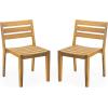 Christopher Knight Home Set of 2 Katie Tropical Style Patio Dining Chairs, Acacia Wood Outdoor/Indoor Side Chair, Garden/Porch/Balcony/Poolside Accent Chair, Weather Resistant, Teak Finish