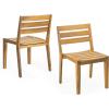 Christopher Knight Home Set of 2 Katie Tropical Style Patio Dining Chairs, Acacia Wood Outdoor/Indoor Side Chair, Garden/Porch/Balcony/Poolside Accent Chair, Weather Resistant, Teak Finish